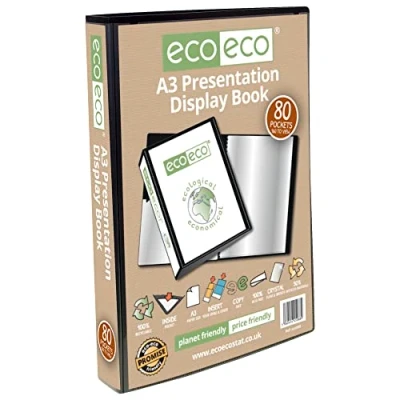 Afbeelding van eco Eco068 50% gerecyclede dossiermap met 80 zwarte kunststof vakken A3 formaat
