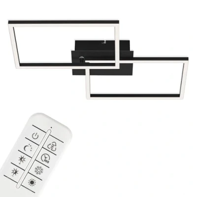 Afbeelding van Briloner Lampen LED plafondlamp, plafondlamp dimbaar, incl. afstandsbediening, kleurtemperatuurregeling, nachtlichtfunctie en timer, zwart