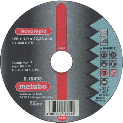 Afbeelding van Metabo Novorapid 616274000 Doorslijpschijf recht 230 mm 25 stuk(s) Metaal