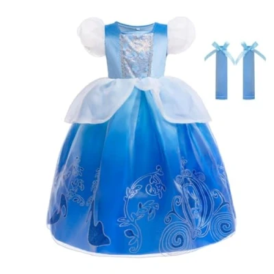 Afbeelding van Lito Angels Prinses Assepoester kostuum voor kinderen, meisjes, maat 5 6 jaar, 116, blauw