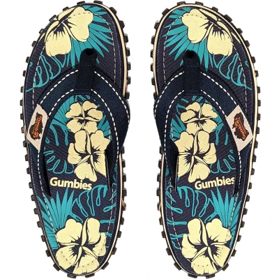 Afbeelding van Gumbies Teenslippers Unisex Blue Hibiscus Blauw / Geel/ Groen Maat 40
