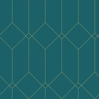 Afbeelding van ESTAhome behang art deco motief goud, groen en blauw 139224 0,53 x 10,05 m