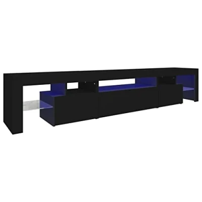 Image de vidaXL Meuble TV avec lumières LED Noir 215x36,5x40 cm3152795