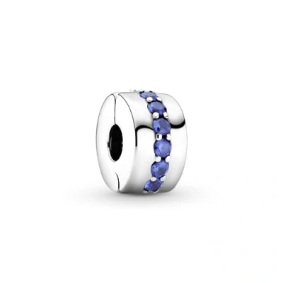 Afbeelding van Pandora Colours Charm Clip Rij Sterling Zilver Fonkelende met Blauw Kristal, Metaal, Zirkoniumoxide