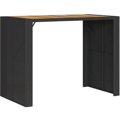 Afbeelding van Tuintafel met acaciahouten blad 145x80x110 cm poly rattan zwart