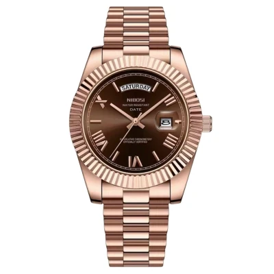 Afbeelding van Nibosi Herenhorloge Rosé Chocolate Dial Datum