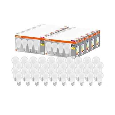 Afbeelding van OSRAM LED Base Classic A, bolvorm met E27 fitting, niet dimbaar, vervangt 60 watt, mat, warm wit 2700 Kelvin, 40 stuks
