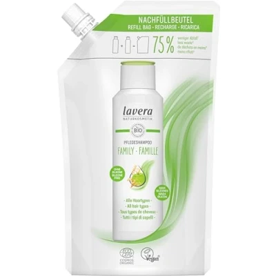 Afbeelding van lavera Family Care Shampoo navulverpakking, zachte reiniging en milde frisheid, siliconenvrij, veganistisch, natuurlijke cosmetica, 500 ml