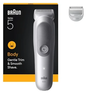 Afbeelding van Braun Body Groomer Series 5 BG5500 +2 Verzorgingstools Trim &amp; Scheer Haar Waterdicht Grijs