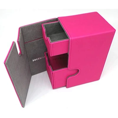 Afbeelding van docsmagic.de Premium Magnetic Tray Box (80) Pink + Deck Divider MTG PKM YGO Roze Doos