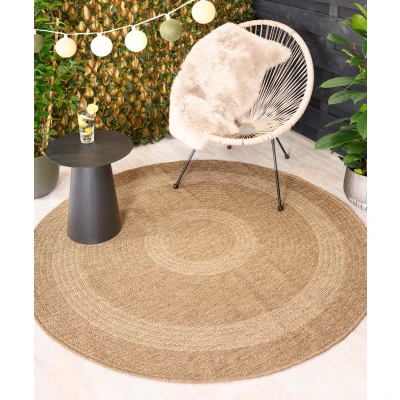 Afbeelding van Jute Buitenkleed Rond Sunset Spirit Beige/wit 200 Cm