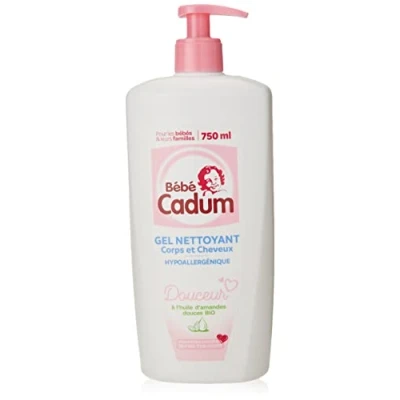 Image de Cadum Bébé Gel Nettoyant Corps et Cheveux à l&#039;Huile d&#039;Amandes Douces Bio pour Bébé, 750ml
