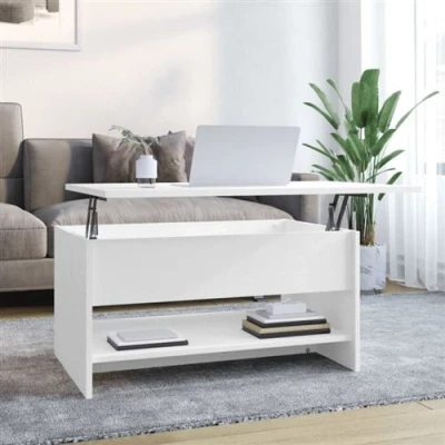 Afbeelding van Salontafel 80x50x40 cm bewerkt hout wit