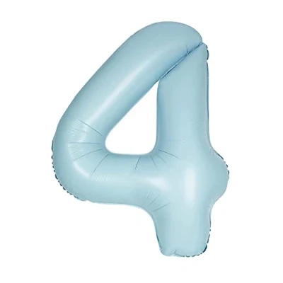 Afbeelding van Unique Party 13894 reuzenballon cijfer 4, 86 cm, babyblauw mat
