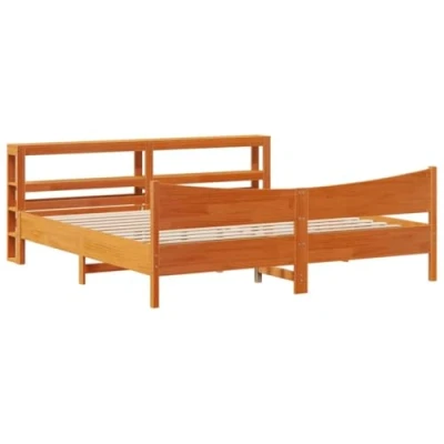 Afbeelding van vidaXL Bedframe met hoofdbord massief grenenhout wasbruin 180x200 cm