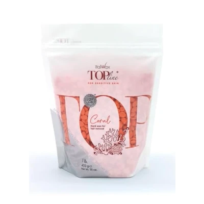 Afbeelding van Italwax Top Line Coral, 450 g, waxparels voor warme ontharing zonder krassen, synthetische formule, ideaal de gevoelige huid, aanbevolen bikini en oksels, geurloos