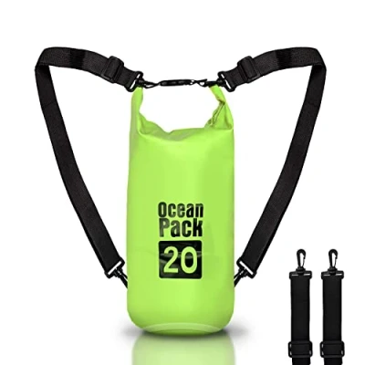 Afbeelding van Mare waterdichte rugzak, 20 liter, rugzak met verstelbare schouderriem, voor hengelboot, raften, strand, watersport, Groen,
