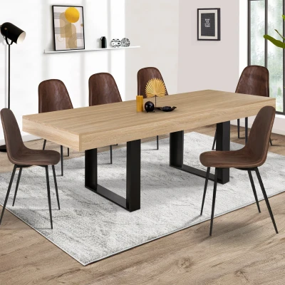 Afbeelding van Table à manger PHOENIX 10 personnes bois et noir 200 cm