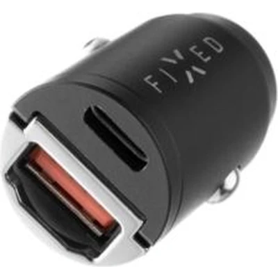 Afbeelding van Fixed 2 poorts USB A &amp; C 30W telefoon autolader zwart