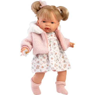 Afbeelding van Llorens Pop Joelle Llorona Met roze jasje 38cm