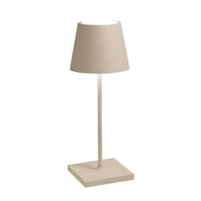 Afbeelding van Zafferano Poldina Pro Mini Tafellamp Oplaadbare Buitenlamp Crème IP65 Spatwaterdicht Bureaulamp Snoerloos Dimbare LED Lamp Tuinlamp met Draadloos Oplaadstation 30 cm x Ø 11cm
