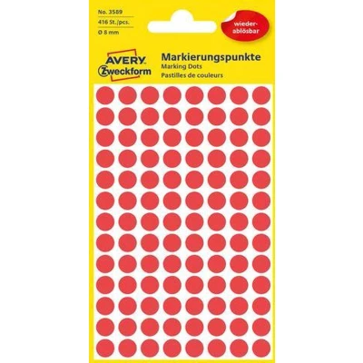 Afbeelding van Avery Etiket Zweckform 8mm rond blister 4 vel a 104 et. rood Non permanent