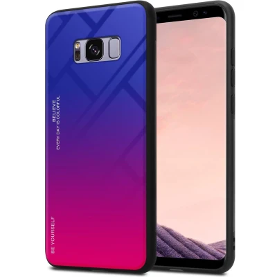 Afbeelding van Cadorabo Hoesje geschikt voor Samsung Galaxy S8 PLUS in PAARS ROOD Tweekleurige beschermhoes van TPU silicone Case Cover en achterzijde gehard glas