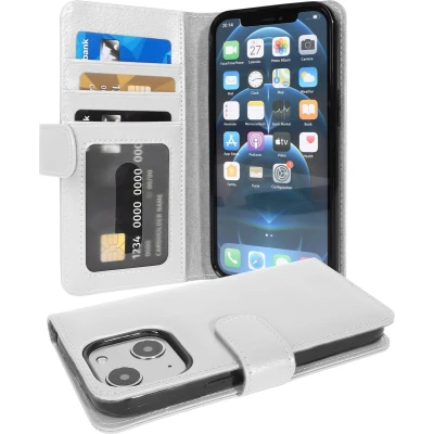 Afbeelding van Cadorabo Hoesje geschikt voor Apple iPhone 13 MINI in MAGNESIUM WIT Beschermhoes met magnetische sluiting en 3 kaartsleuven Book Case Cover Etui