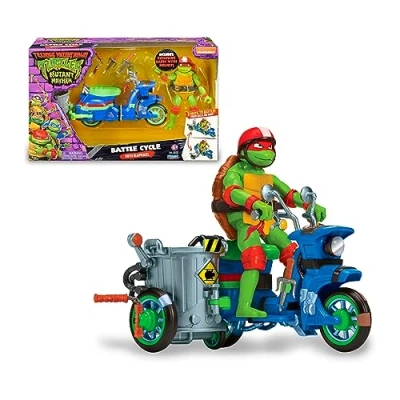 Afbeelding van Ninja schildpadden, voertuig met exclusief figuur, 12 cm, vechtfunctie, Raphael, speelgoed voor kinderen vanaf 4 jaar, Giochi Preziosi, TU8032