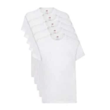Afbeelding van Fruit of the Loom Set van 5 originele uniseks T shirts voor kinderen, Wit.