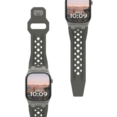 Afbeelding van UAG Urban Armor Gear Monarch Strap Apple Watch Ultra/42/44/45/46mm olijf/titanium (194158117236) (Silicone, Watch), Horlogebandjes, Groen, Grijs