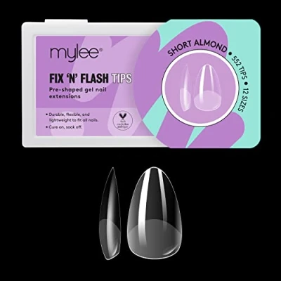 Afbeelding van Mylee Fix &amp; Flash Soft Gel Tips Capsules Amerikaanse zachte gelcapsule, volledige afdekking, gelnagelverlengingen, flexibel en duurzaam, 12 maten, 552 stuks, voor alle nagels