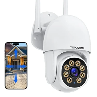Afbeelding van Topodome Bewakingscamera, wifi, voor buiten, PTZ, IP camera, 350/120 rotatie, nachtzicht (kleur en infrarood), automatische tracking, bidirectionele audio, menselijke detectie, sirene, IP66
