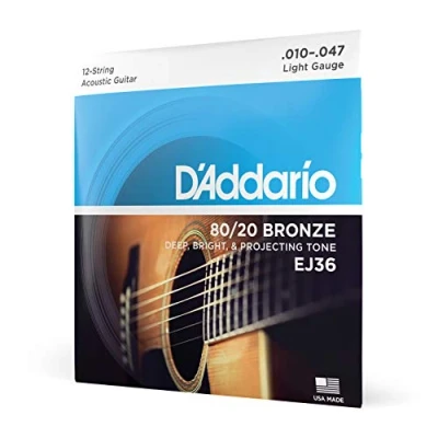 Afbeelding van D&#039;Addario EJ36 Bronze Acoustic Guitar 12 Strings Light 10 47