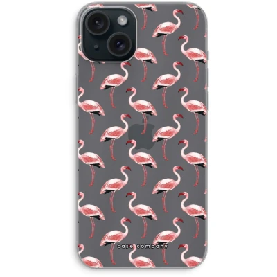 Afbeelding van Case Company® hoesje geschikt voor iPhone 15 Plus Flamingo Soft Cover Telefoonhoesje Bescherming aan alle Kanten en Schermrand