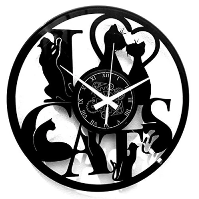 Afbeelding van Instant Karma Clocks Vinyl Wandklok I Love Cats Kat Huisdieren Kattenliefhebbers