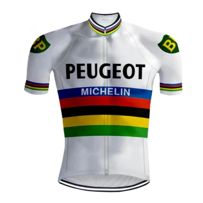 Afbeelding van Retro Wielershirt Peugeot Regenboog REDTED XS
