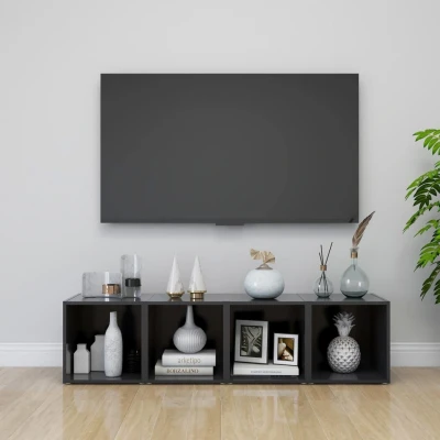 Afbeelding van Tv meubelen 4 st 37x35x37 cm spaanplaat grijs
