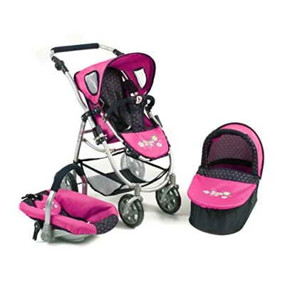 Afbeelding van Bayer Chic 2000 All in 1 combi poppenwagen Emotion Dots Navy Pink