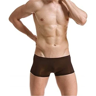 Afbeelding van Yomie Naadloze slip van ijszijde voor heren, ademende, transparante boxerslip, comfortabel, lage taille, slipjes, Bruin