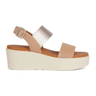 Afbeelding van Geox D XAND 2.2S Sandalen met sleehak, Dames, Maat: 38, Dark skin champagne Leer/ synthetisch