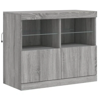 Image de vidaXL Buffet avec lumières LED sonoma gris 81x37x67 cm