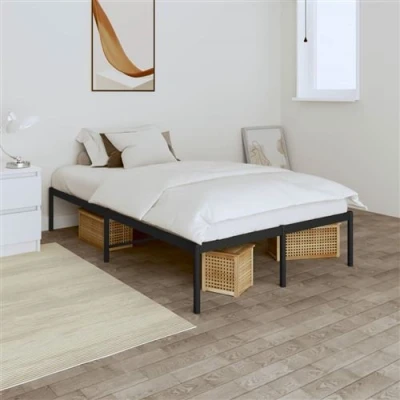 Afbeelding van vidaXL Bedframe Metaal Zwart 135x190 cm