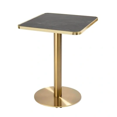 Afbeelding van Oviala Eettafel 60 x cm met gouden onderstel en zwart/gouden bekleding