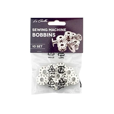 Afbeelding van La Canilla ® Blikken naaimachine Singer, Alfa Metallic Pack van 10 spoelen Silvercrest, Brother, Juki en meer Geperforeerde hengel met metalen gaten