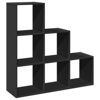 Afbeelding van Kamerscherm / boekenkast 3 laags 99x29x99 cm bewerkt hout zwart