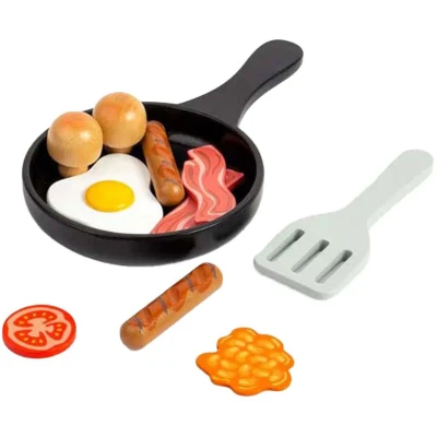 Afbeelding van Bigjigs Toys Kit de petit déjeuner Fry Up jeu en bois pour enfants Accessoires cuisine et tout petits Cadeaux 12 mois plus