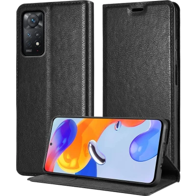 Afbeelding van Cadorabo Hoesje geschikt voor Xiaomi RedMi NOTE 11 PRO+ in ZWARTE NACHT Beschermhoes met magnetische sluiting, standfunctie en kaartvakje Book Case Cover Etui