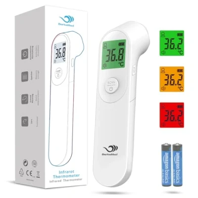 Afbeelding van BerkeMed Contactloze koortsthermometer, digitale voorhoofdthermometer, infrarood thermometer met onmiddellijke en nauwkeurige aflezing voor baby&#039;s volwassenen, koortsalarm, wit