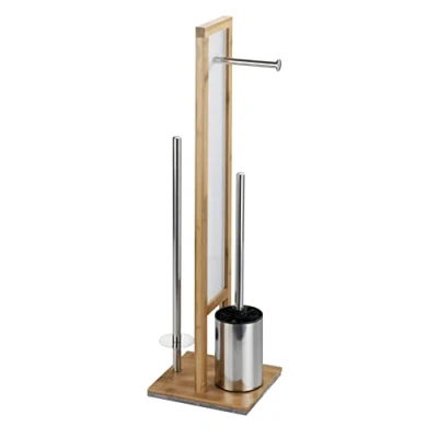 Afbeelding van WENKO Toiletbutler Rivalta bamboe Toiletborstel met houder, Toiletrolhouder en Reserverolhouder